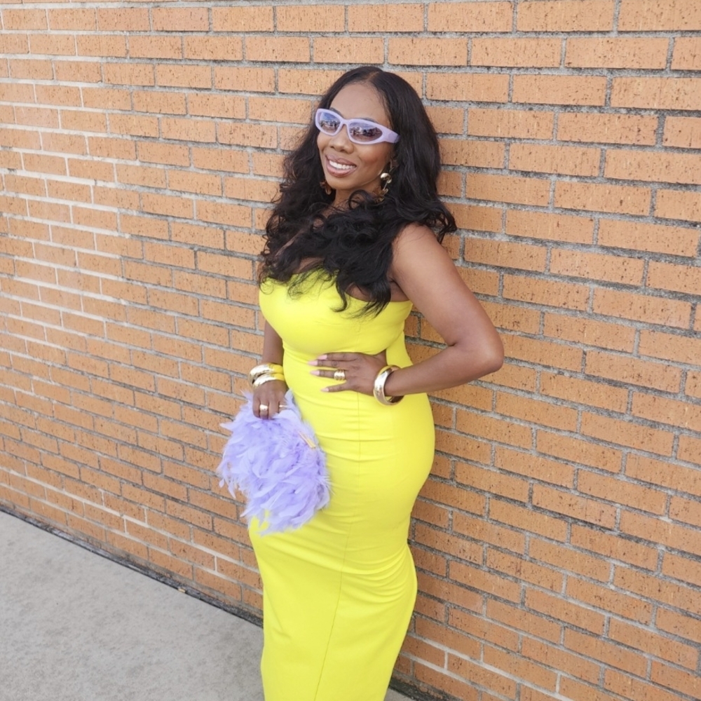 Naked Wardrobe Yellow Dress Maxi Size Latge - Picture 3 of 6